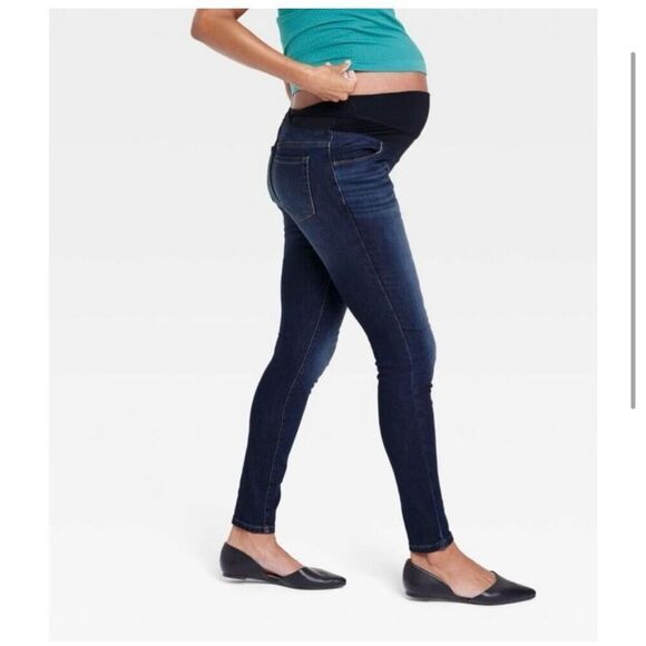 Ingrid & Isabel Maternity Blue Jeans Jeggings With Bellyband Size 14 or 32 - Picture 3 of 6